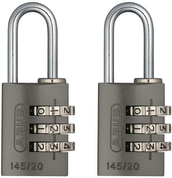 Cassaforte con cerniera numerica 145/20 in titanio - Cassetta porta oggetti, cassetta di sicurezza e più - Cerniera in alluminio - Cerniera numerica regolabile individualmente - Livello di sicurezza ABUS 3 (2 pezzi)
