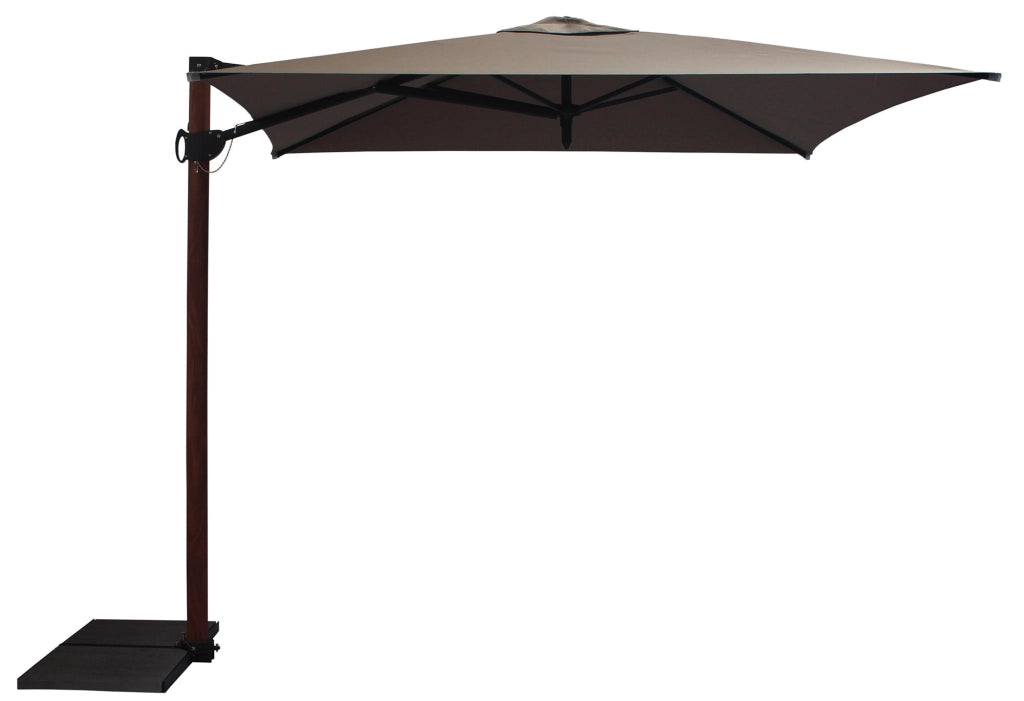 Ombrellone da Giardino Decentrato 2,5x2,5m Palo in Alluminio Effetto Legno Tessuto Poliestere Trend Wood Taupe