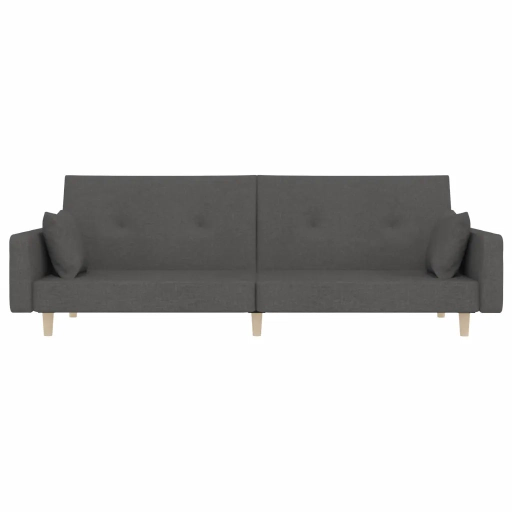 Divano Letto a 2 Posti con 2 Cuscini Grigio Scuro in Tessuto 375742
