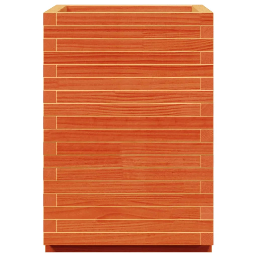 Fioriera rialzata per piante fiori patio giardino finitura a cera 50 x 50 x 72,5 cm legno di pino massiccio marrone 02_0038466