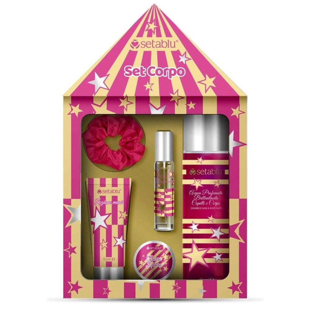 Trade Shop - Set Idea Regalo Per Corpo 4pz Confezione Forma Di Tenda Da Circo Per Cura Routine Bellezza -