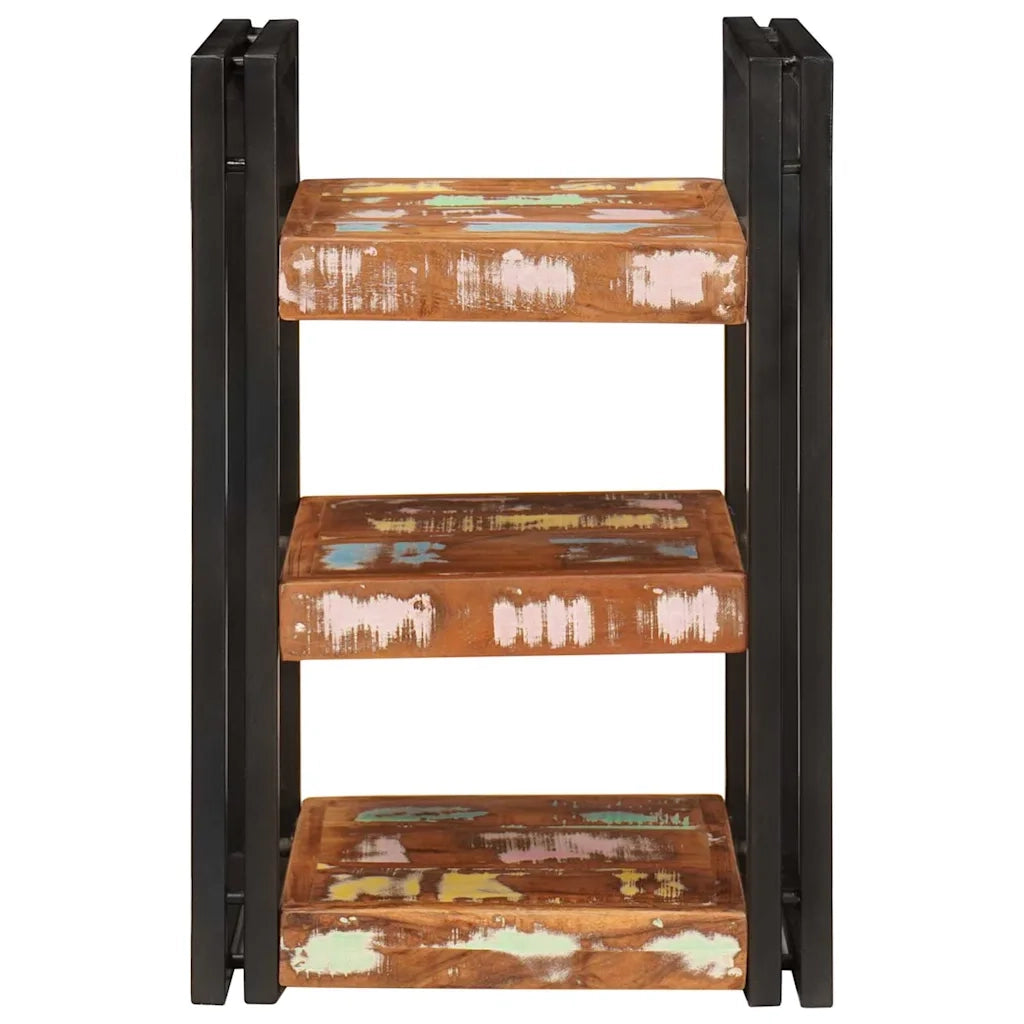 vidaXL Comodino 2 pcs Marrone e nero Legno Solido Recuperato