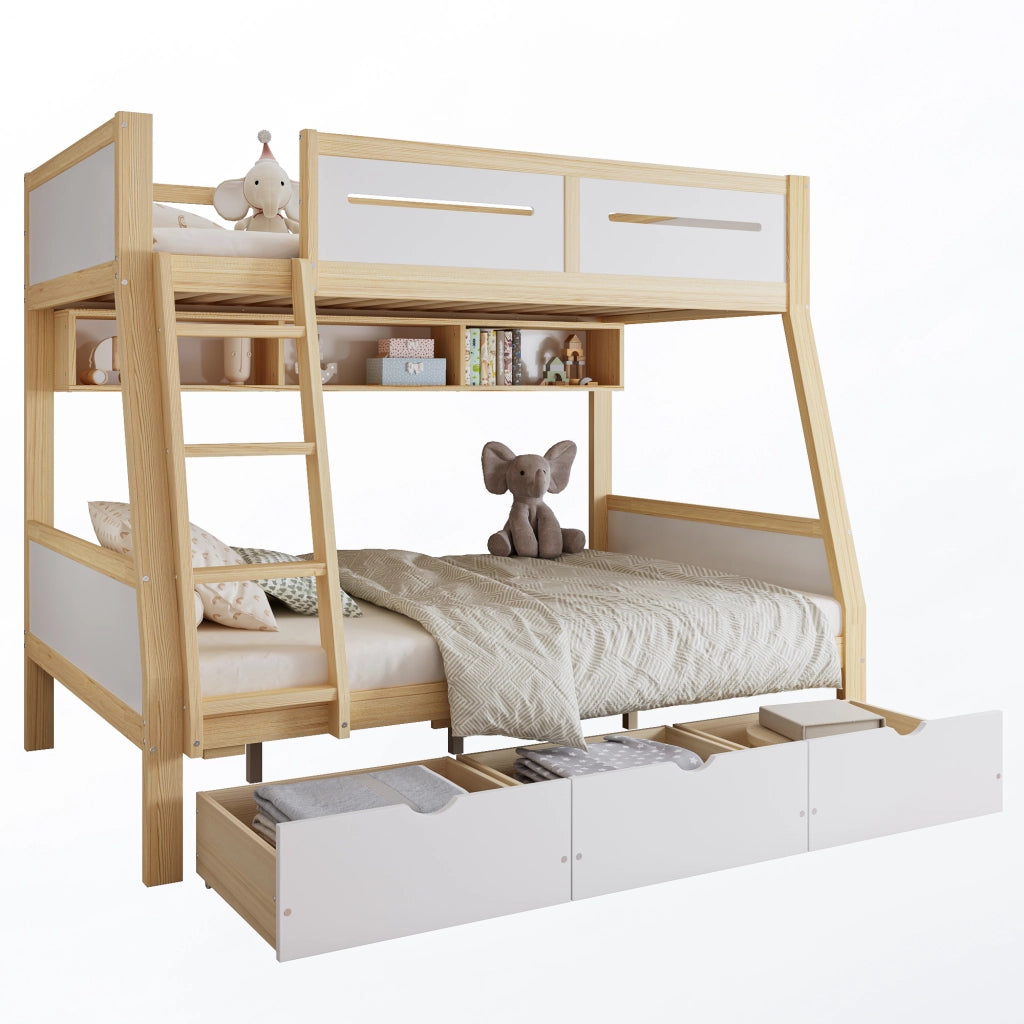 LETTO A CASTELLO PER BAMBINI 90x200/120x200 cm Bianco+Naturale