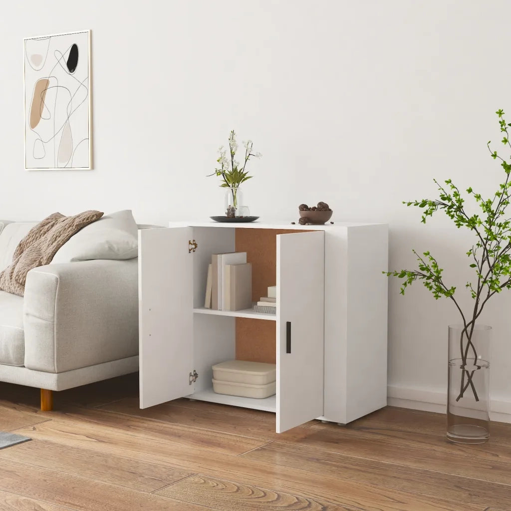 Credenza | Madia | Buffet da pranzo | Armadio da pranzo Bianca 80x33x70 cm in Legno Multistrato