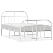 Letto matrimoniale | Letto per adulti | Giroletto con Testiera e Pediera Metallo Bianco 120x190 cm