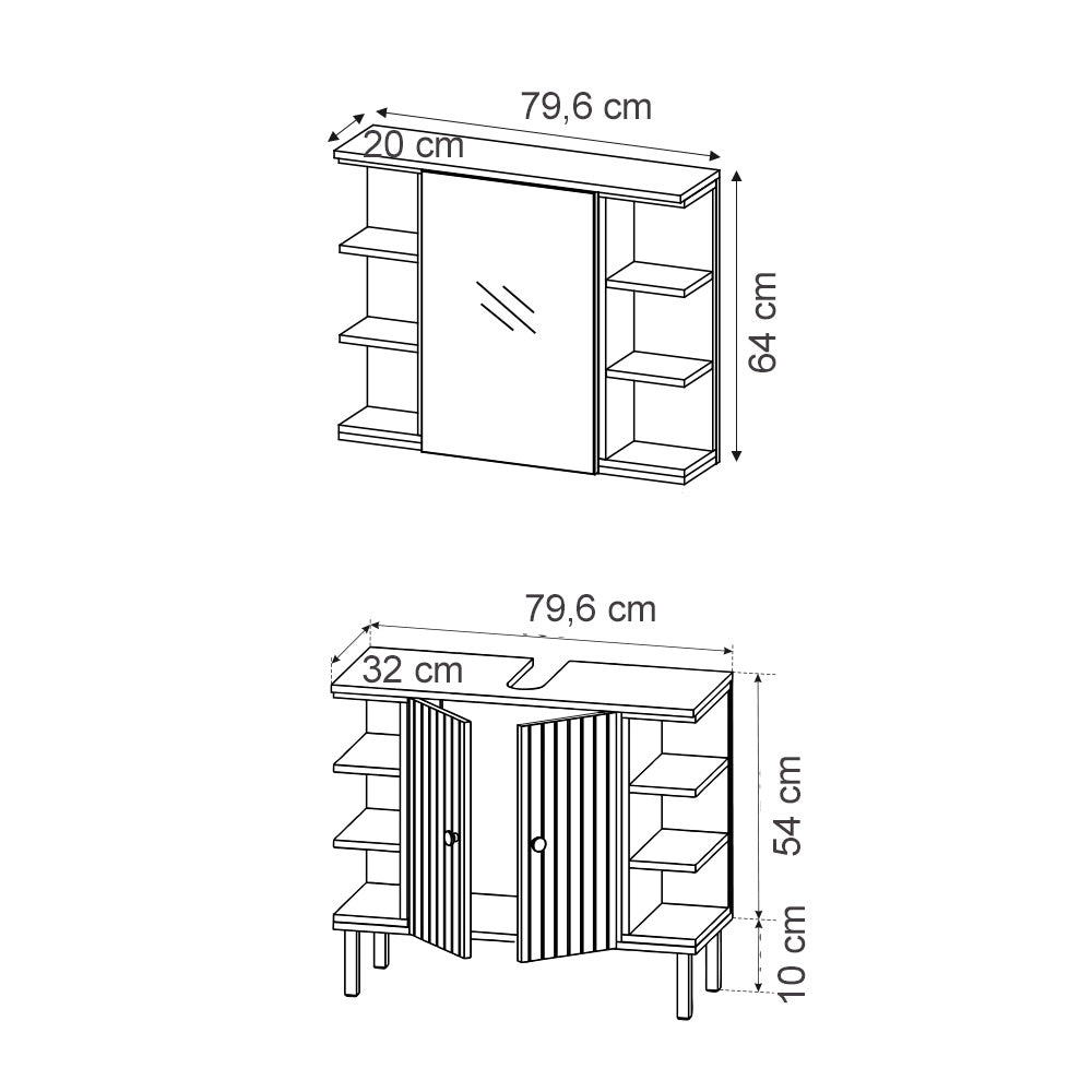 Vicco Set di mobili da bagno Sonoma 2 parti