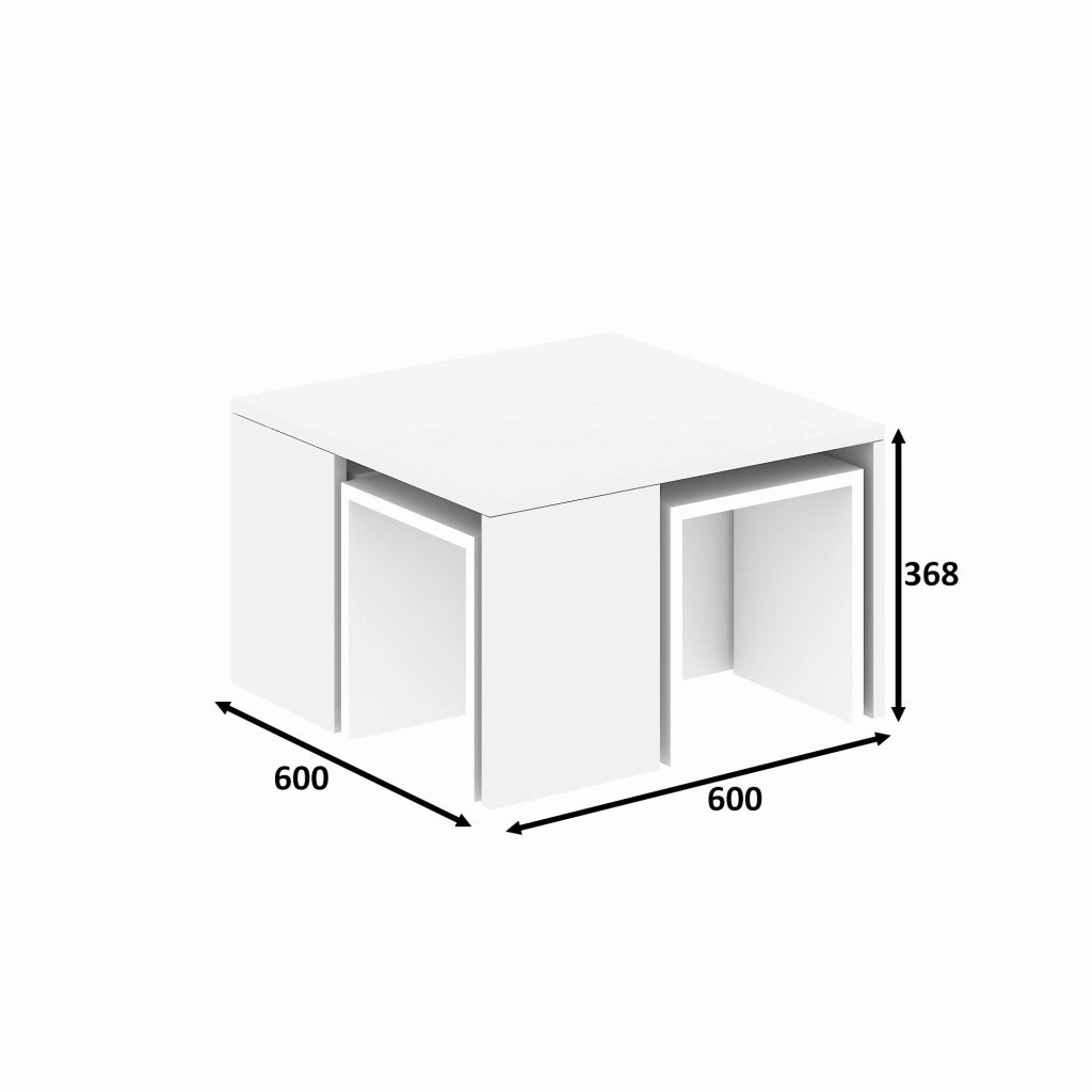 Set di tavolini da caffè in legno "Ortanca" - 60 x 60 x 37 cm - Bianco