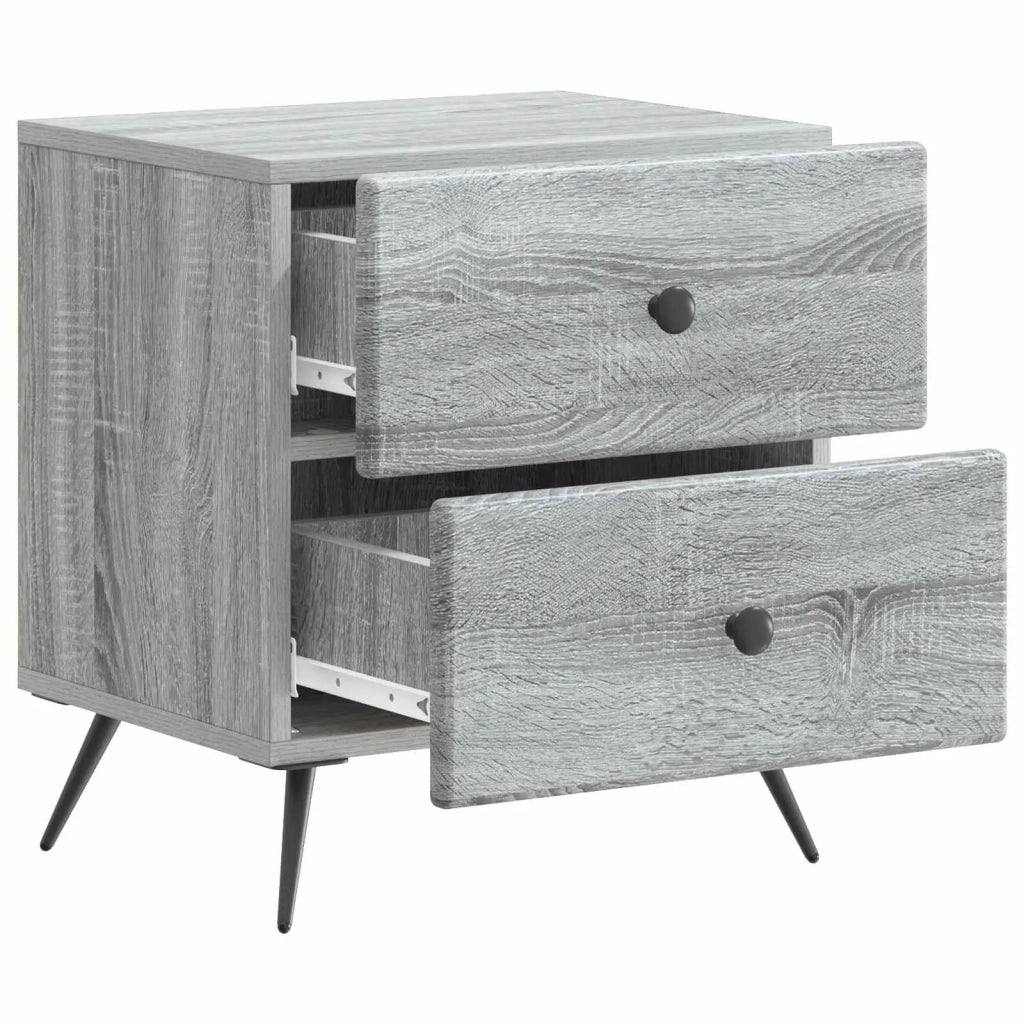Set di 2 Comodini | Armadio da Notte | Mobiletto da notte Grigio Sonoma 43 x 34,5 x 47,5 cm