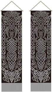 Tessuto da Parete Retro Mitologia - 2 Pezzi - Parete Verticale - Penna Runica - Decorazione Camera da Letto/Ufficio - 116x33 cm - Parete da Appendere