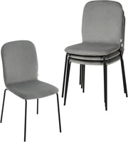 Sedie Sala da Pranzo 4 Pezzi, Sedie da Cucina, Sedie da Pranzo con Schienale, Senza Braccioli, per Soggiorno, Camera da Letto, in Velluto e Metallo, Grigio Scuro, EZS41dgr-4