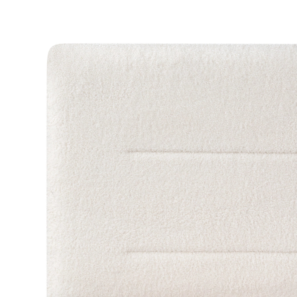Letto ottomano bianco sporco bouclé 180x200 cm con testiera sollevabile e base a doghe Design moderno