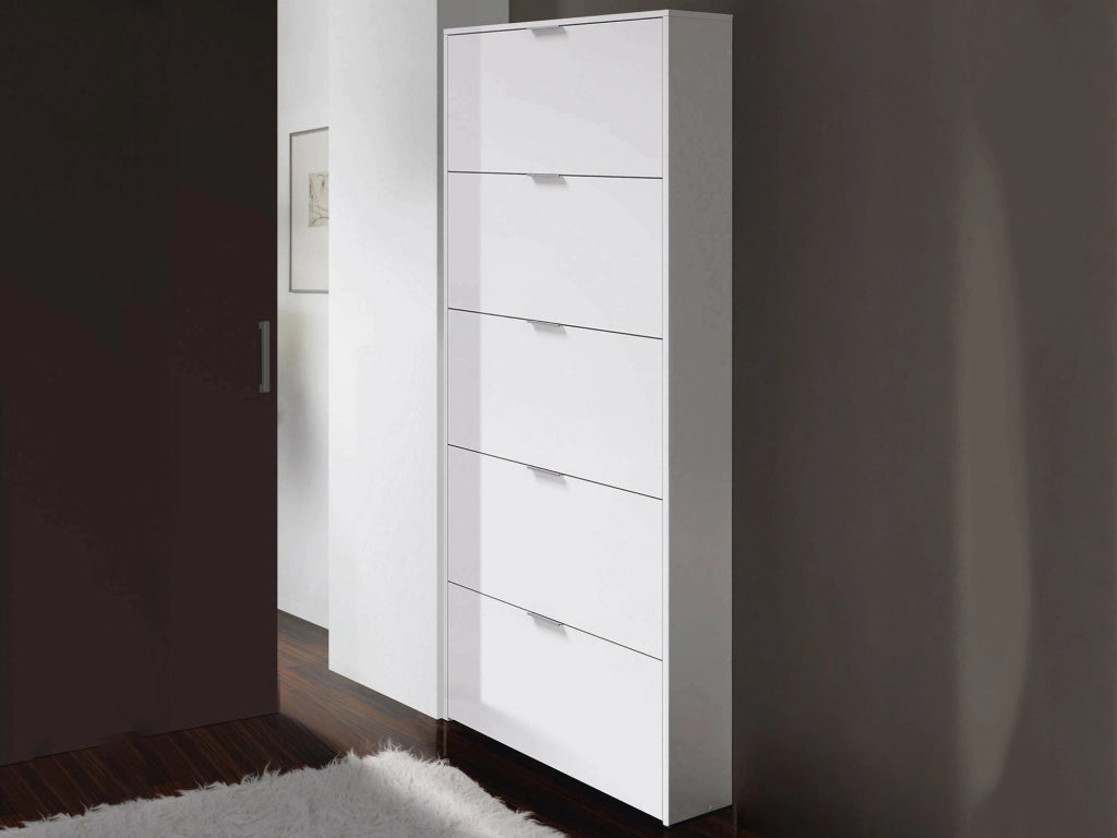 Mobile Portascarpe Anatra, Scarpiera 15 Paia, 70x17x180h cm Bianco Lucido