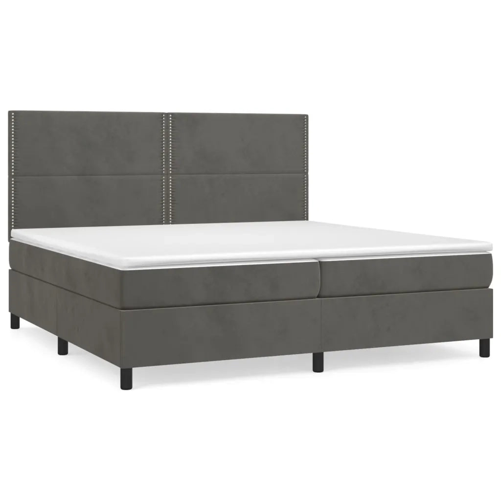 Giroletto a Molle con Materasso Grigio Scuro 200x200 cm Velluto 3142984
