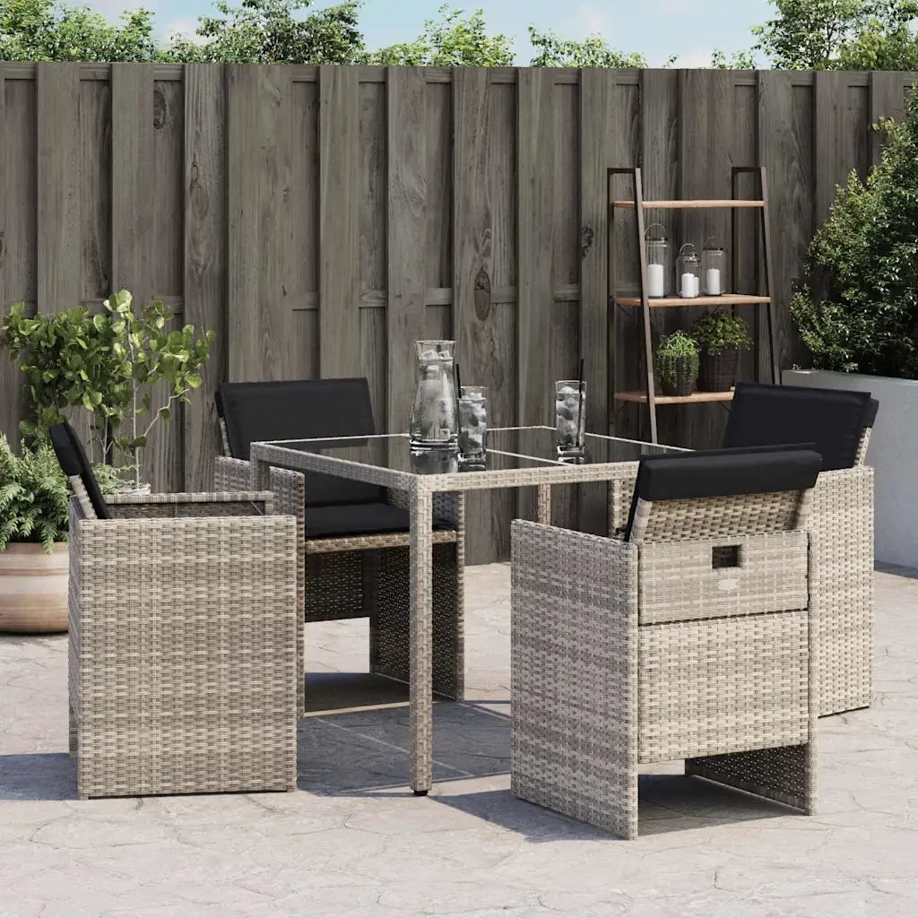 Sedie da Giardino con Cuscini 4 pz | Sedie da Esterno Grigio Chiaro in Polyrattan