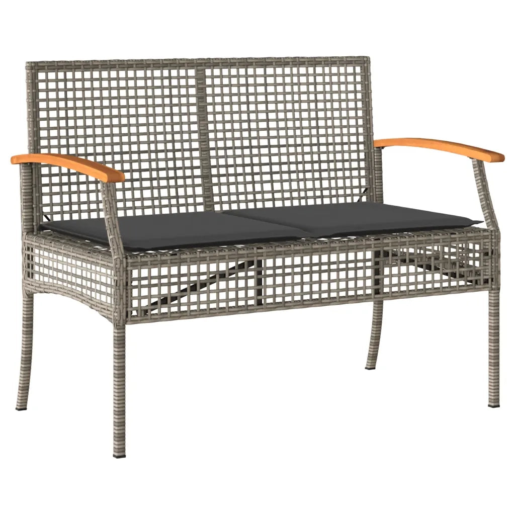 Set da Pranzo da Giardino 3 pz | Set Salotto da Giardino con Cuscini in Polyrattan Grigio