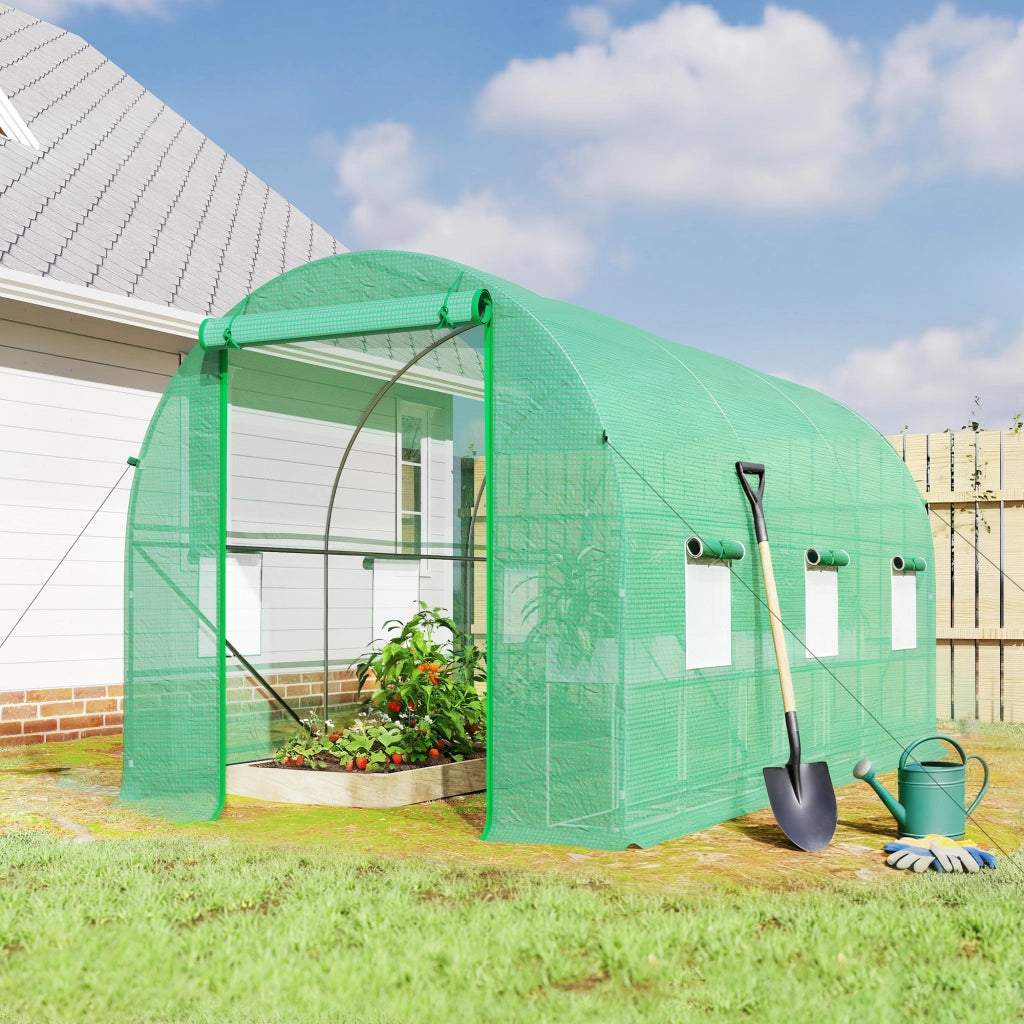 Serra Tunnel per Giardino con Finestre a Rete e Porta a Zip ¨C Zephmum ¨C Verde 4x2x2 m
