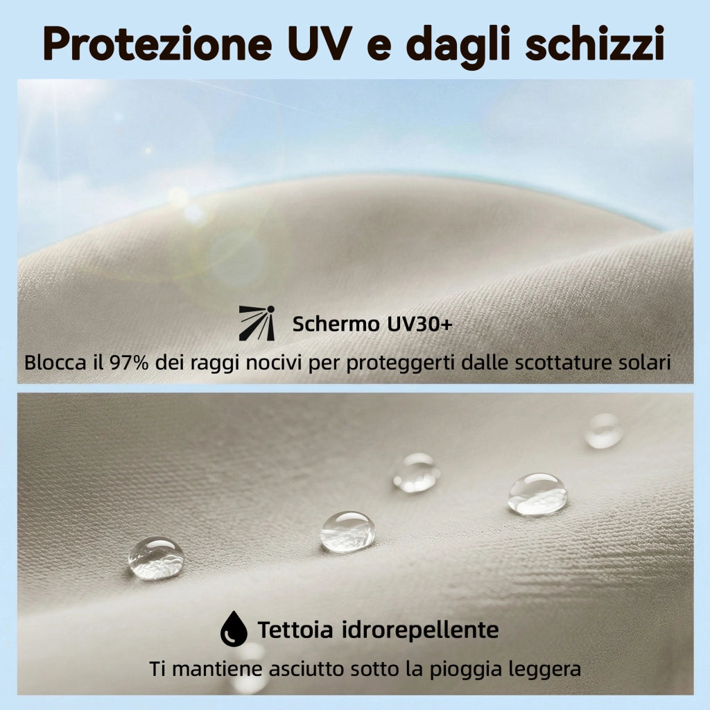Ombrellone da Giardino Inclinabile 2x2 m a 6 Stecche con Manovella in Metallo e Poliestere Grigio Chiaro