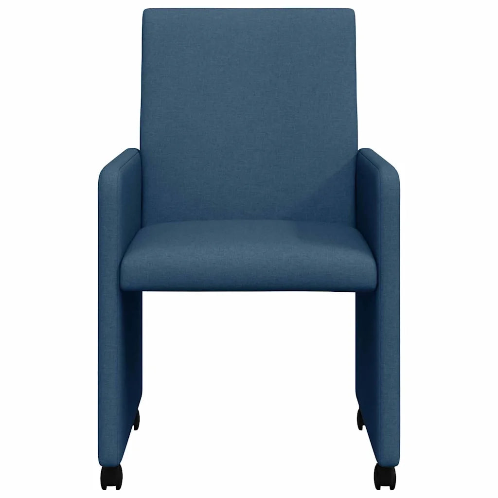 Sedie da Pranzo con Ruote 2 pcs Blu 57 x 66 x 94 cm Tessuto 42017815
