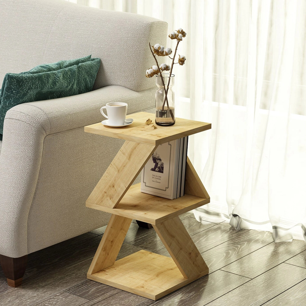 Rubiana, Tavolino da Salotto 2 Vani, 30x30x50h cm Marrone Rovere