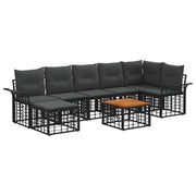 Set di divani da esterno 8 pcs Nero e Grigio scuro Poliestere