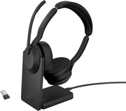 Jabra Evolve2 55 Cuffie Wireless Stereo con base di ricarica, USB-A dongle, Tutte le piattaforme, Stereo, Supporto incluso