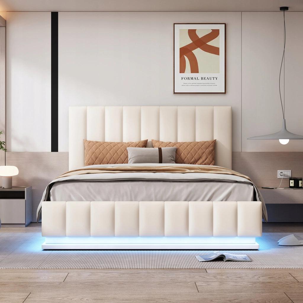 Letto matrimoniale 140x200 - Xylo - LED idraulico bianco senza materasso