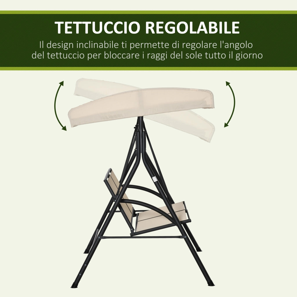 Easycomfort Dondolo a 2 Posti da Giardino con Tettuccio Regolabile, 140x118x162cm Beige
