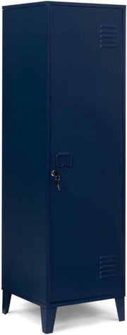Armadietto ESTER con porta in metallo blu scuro, design industriale