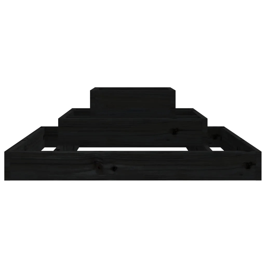 Fioriera-Vaso da Esterno-Contenitore per Piante Nera 80x80x27 cm in Legno Massello di Pino 830114