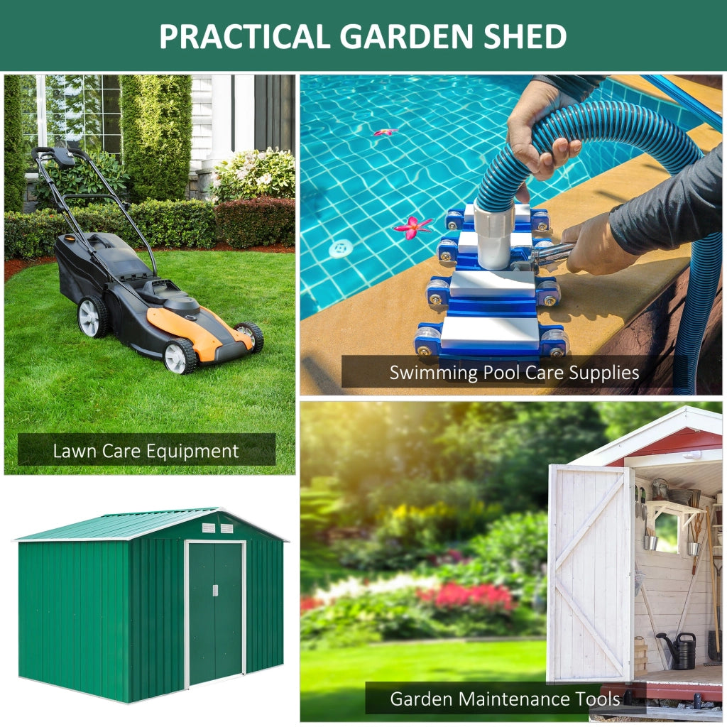 Casetta Box da Giardino in Lamiera Verde 277x191x192 cm