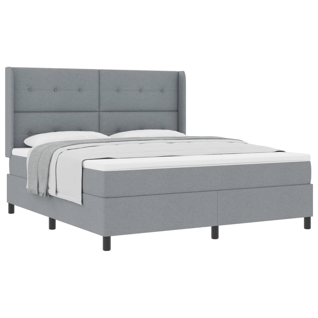 Letto a Box con Materasso Grigio Chiaro 180x200 cm Tessuto