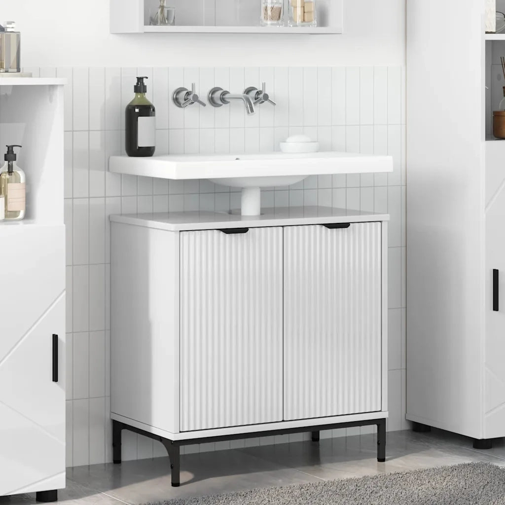 Armadio per Lavabo da Bagno Bianco lucido 60,5 x 33,5 x 61 cm
