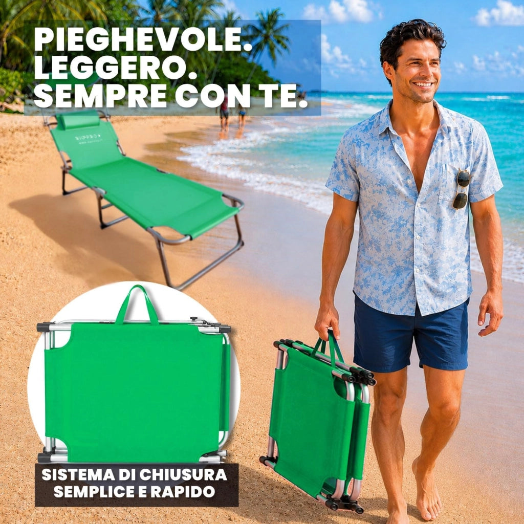 RMF PRO SET 2 LETTINI PIEGHEVOLE CON PARASOLE VERDE