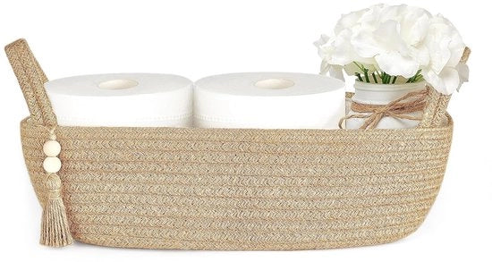 Cassettino elegante - Tela di juta - 1 pezzo - 33 cm x 15 cm x 10 cm