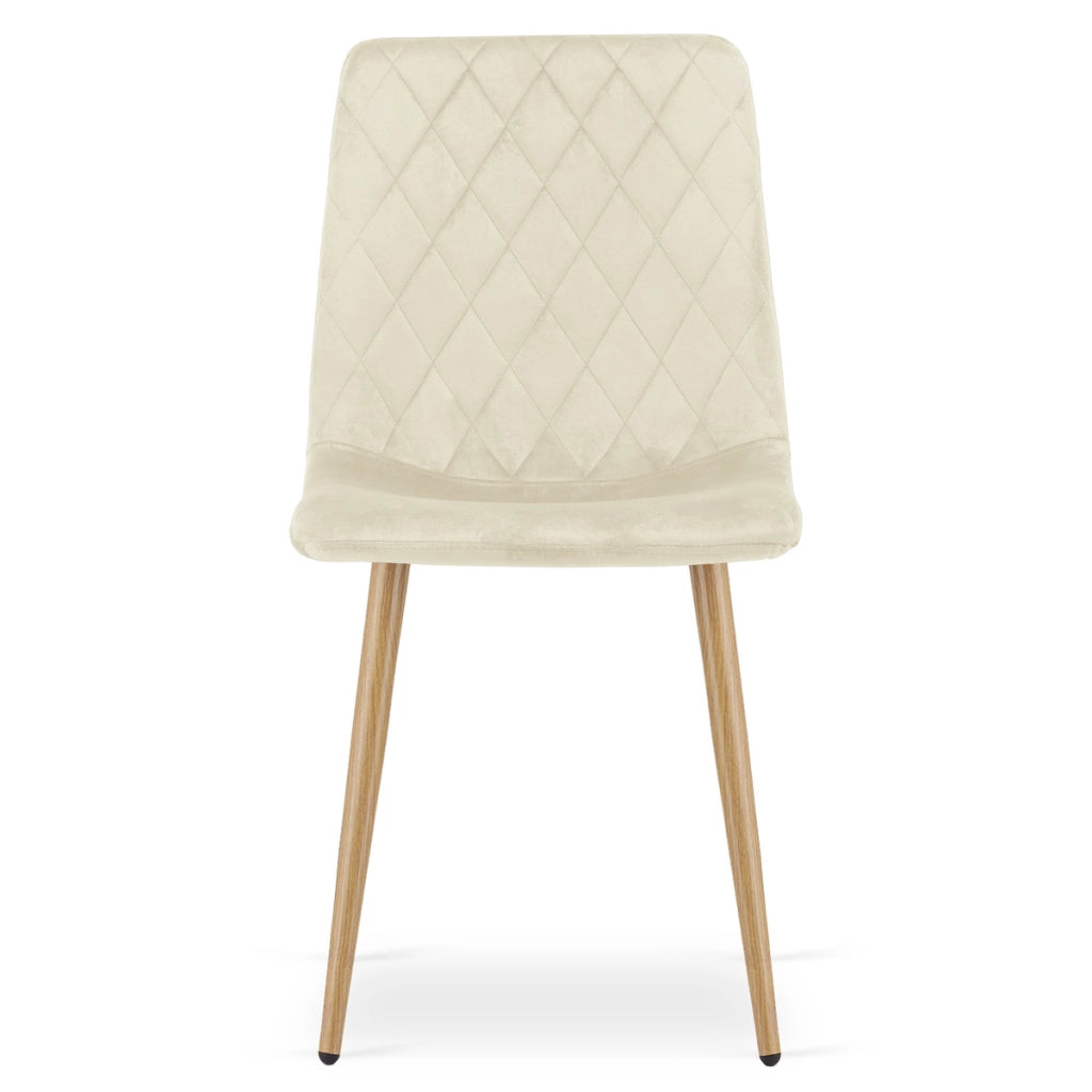 Set di 2 sedie Turin in velluto beige con gambe effetto legno