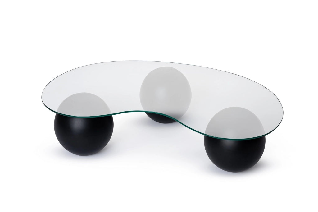 Tavolino in vetro "Sphere" - 120 x 70 x 30 cm - Nero