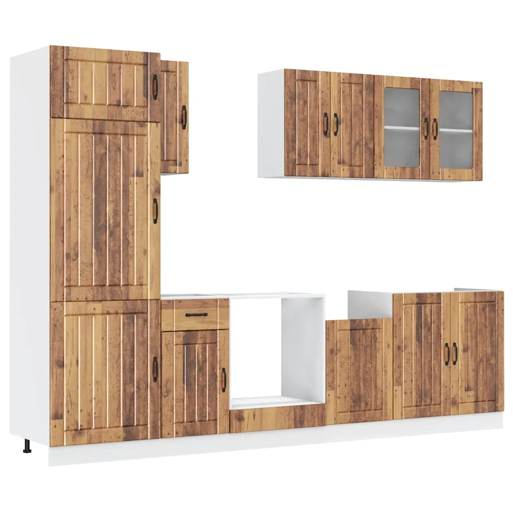 Set Mobili da Cucina 8 pz Kalmar Legno Vecchio in Truciolato 3314809