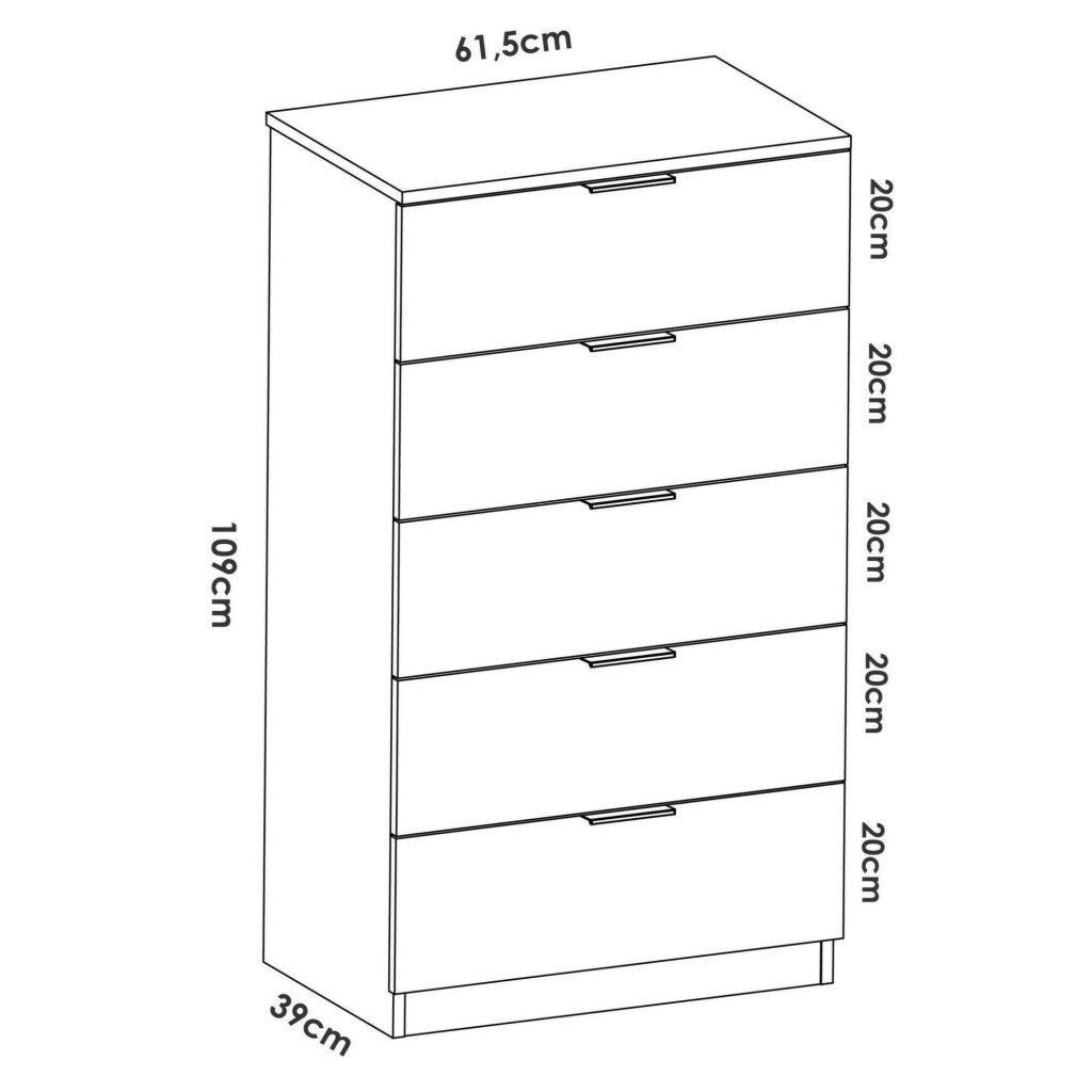 Cesarsettiera Cesar, Settimino multiuso, Comò camera da letto, Mobile con cassetti, 61x39 h110 cm, Bianco