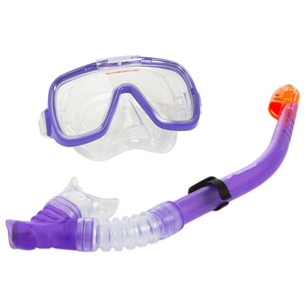 Trade Shop - Set Maschera Con Boccaio Per Immersioni Snorkeling Sub Mare Piscina Viola -