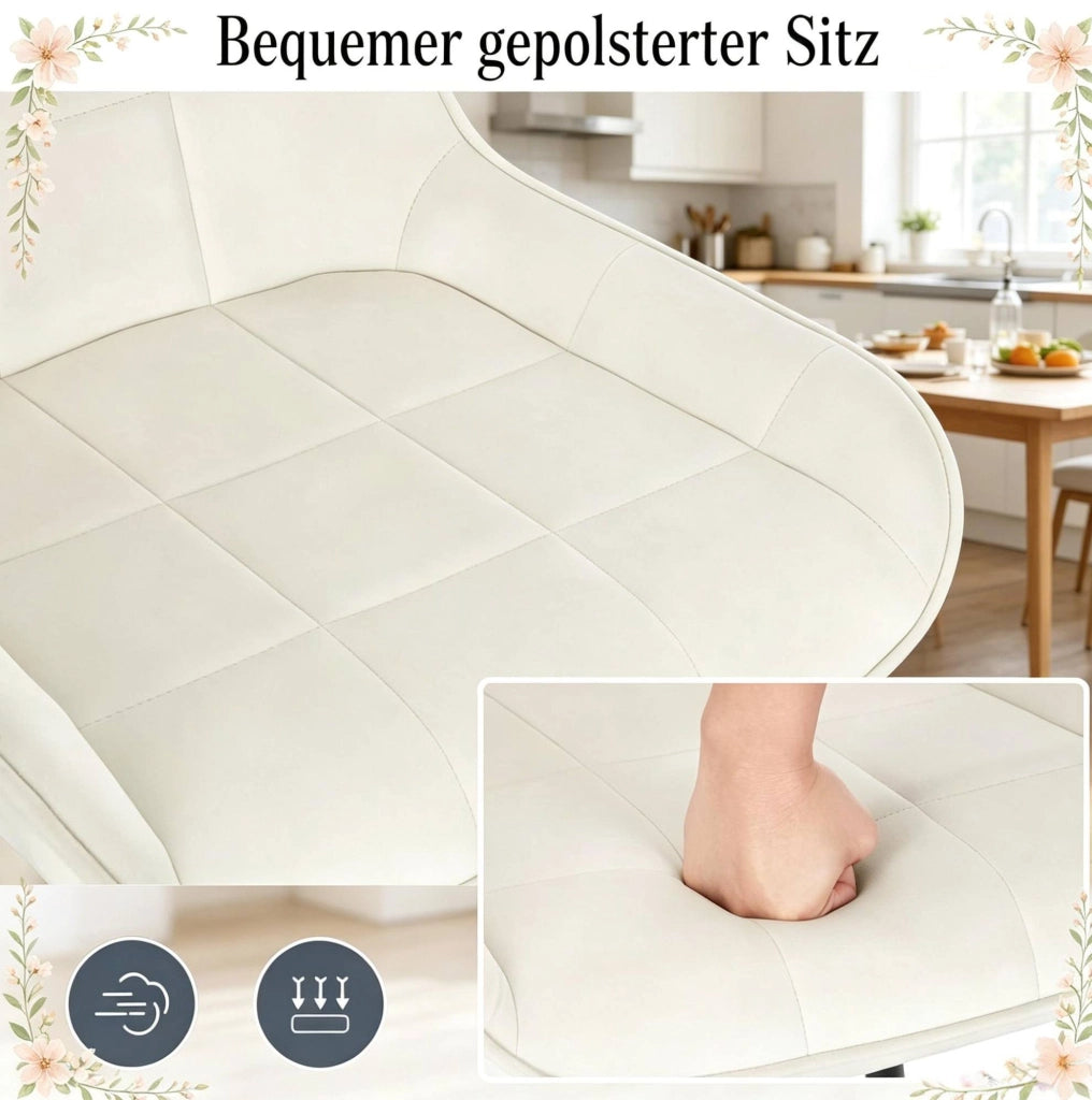 Sedie da pranzo 81,5 cm in velluto e metallo nero, set da 4