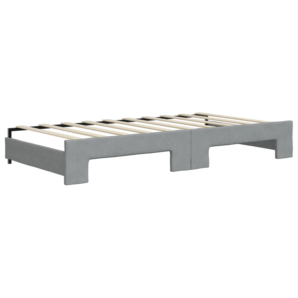 Divano Letto Estraibile Cassetti Grigio Chiaro 90x190cm Tessuto 3197576