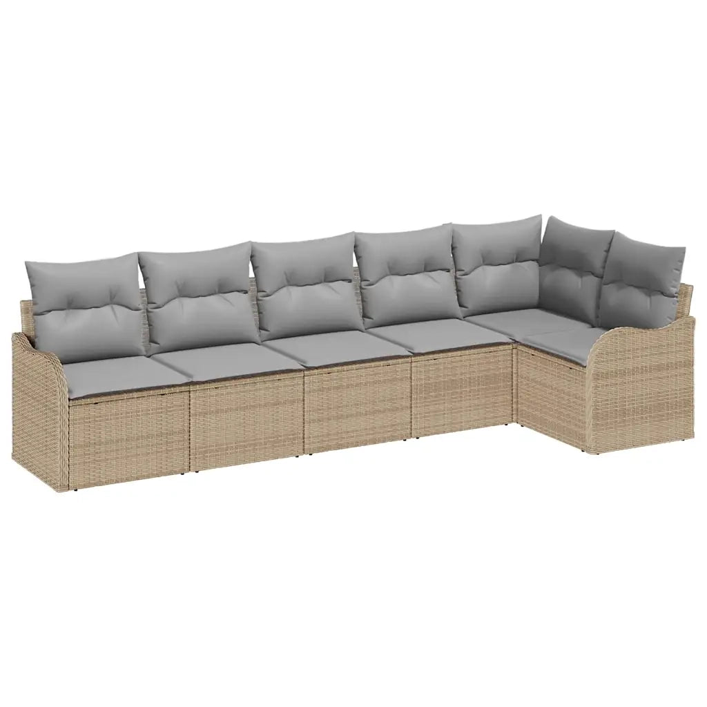 Set Divano da Giardino con archiviazione 6 pcs Beige polyrattan 3354389