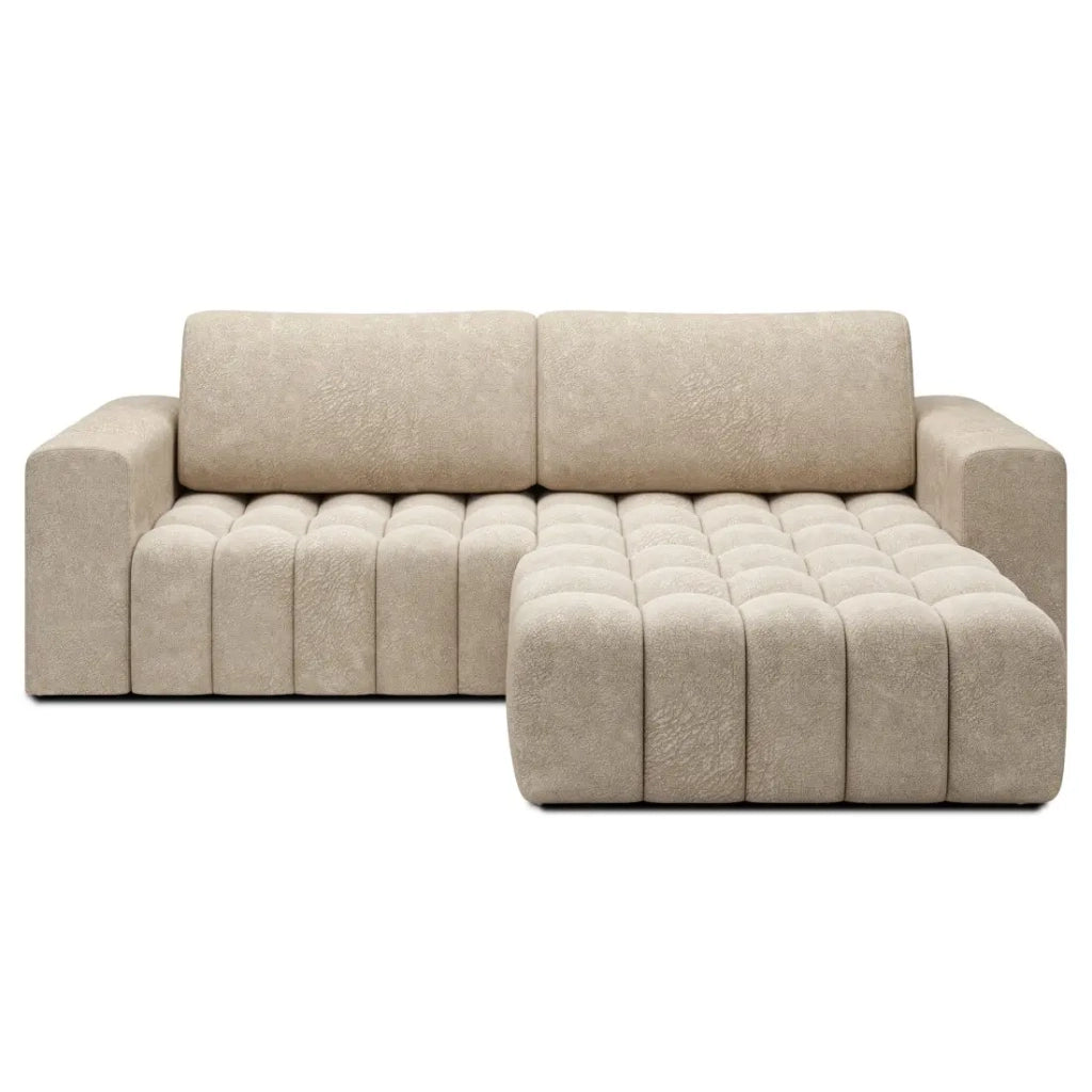 Divano ad angolo convertibile DORY beige 250 cm con vano contenitore angolo destro