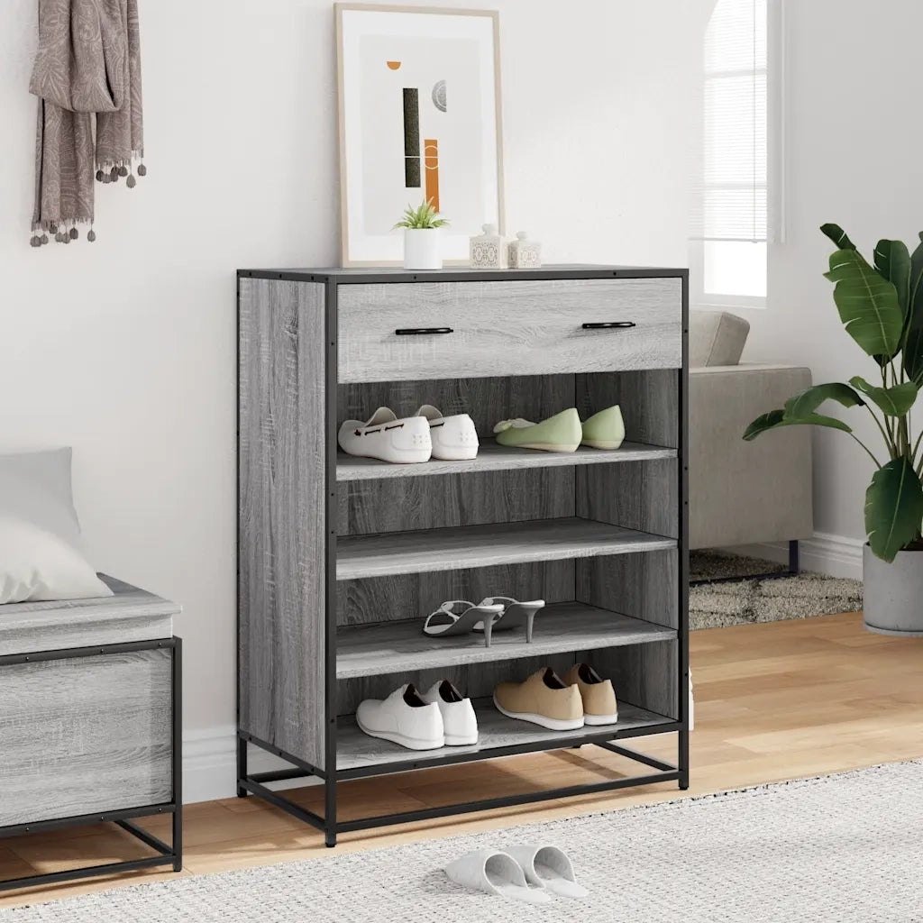 vidaXL Scarpiera Grigio Sonoma 75x38x97,5 cm Legno Multistrato Metallo