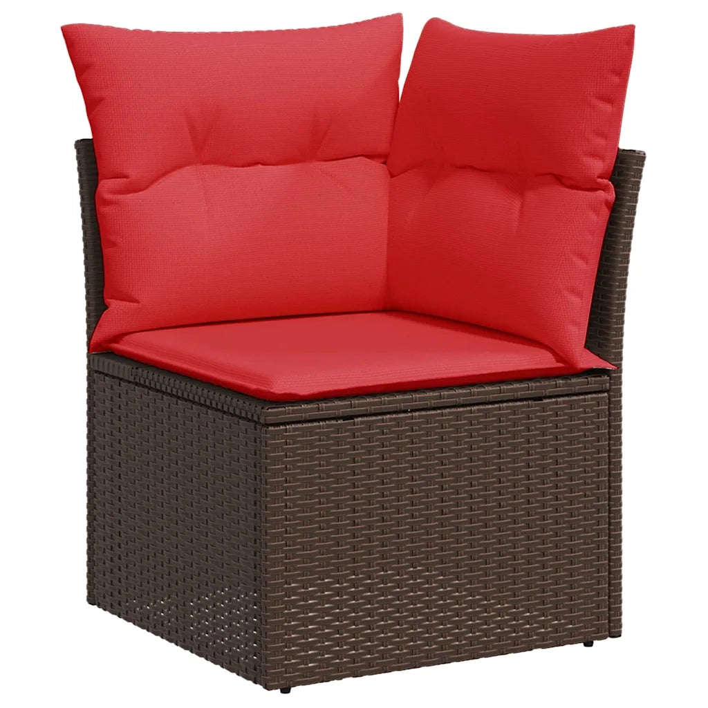 Salotto da Giardino-Set Divani da Giardino 3 pz con Cuscini Marrone in Polyrattan
