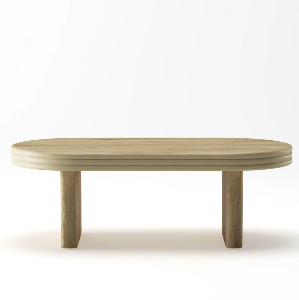 Tavolino da caffè ovale in MDF e legno; 120 x 60 x 41;5 cm; naturale