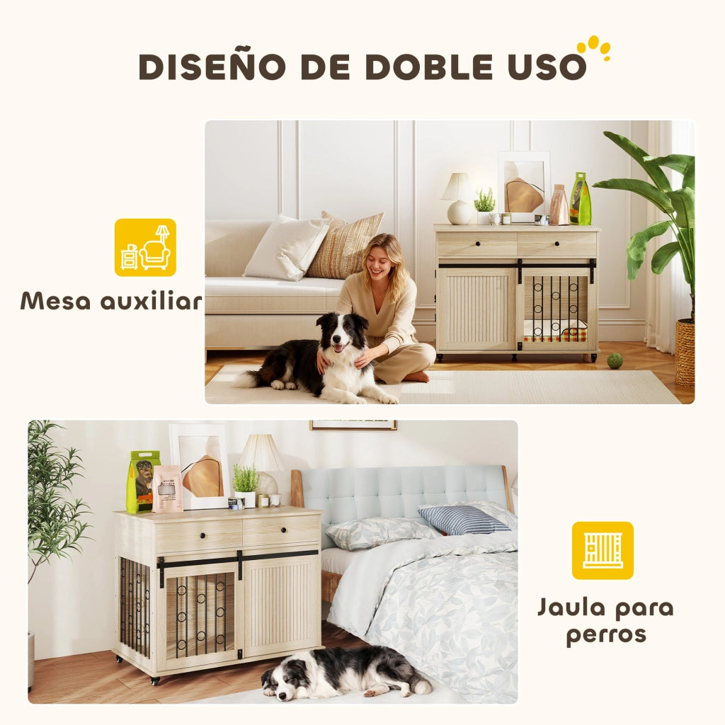 Tavolino con cassetti e ante ¨C zephmum ¨C Rovere 100x56x81 cm