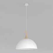 Lampada a sospensione Nautica in acciaio bianco opaco e legno