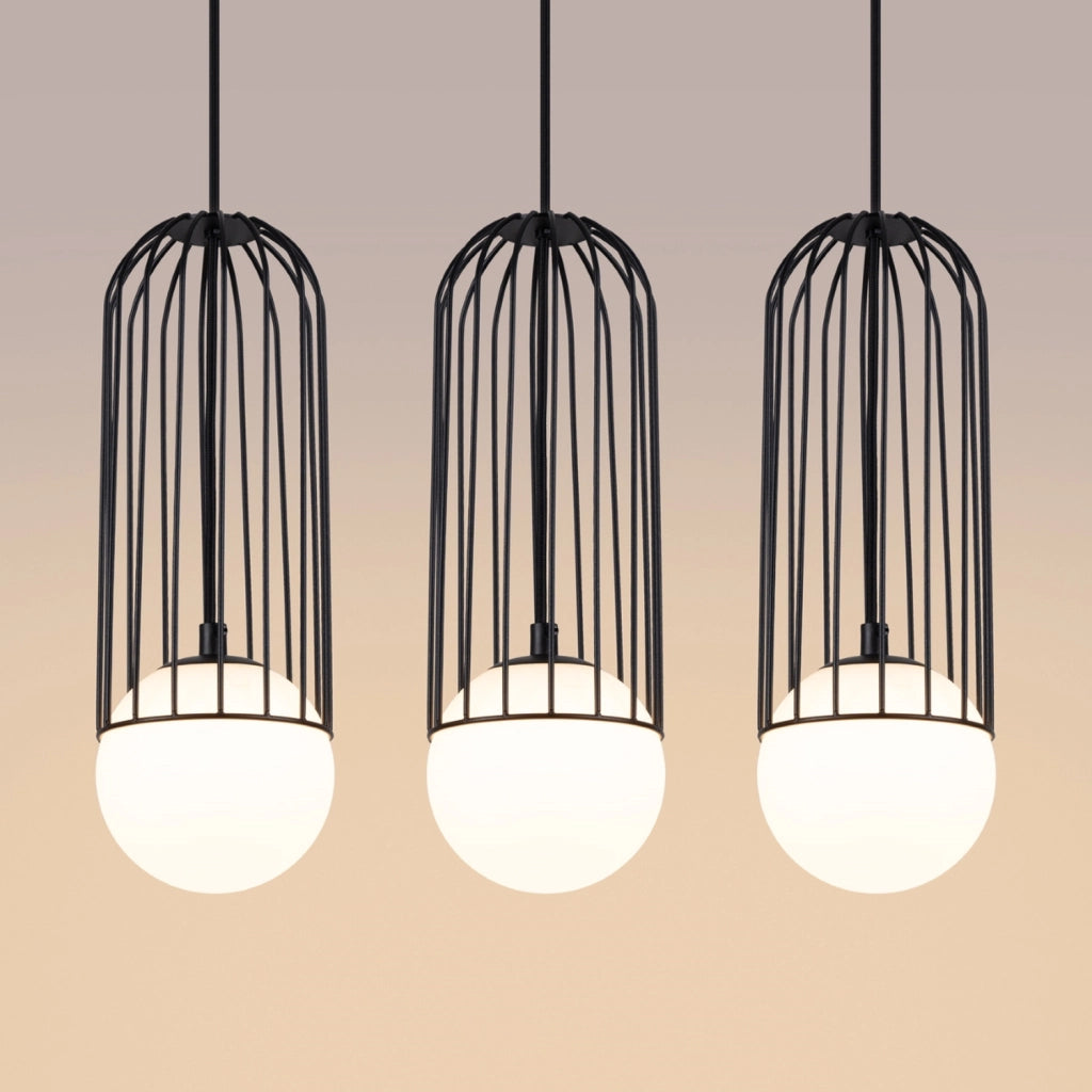 Lampada LED moderna BRINA in acciaio nero blu polvere a 3 luci G9 54x12x115cm