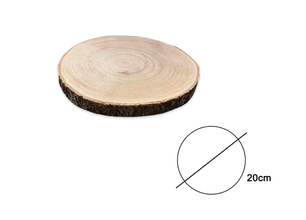 Dischetto Legno Rotondo Base Tronco Decorativo Sottopiatto Sottobicchiere - Diametro 20 - Naturale
